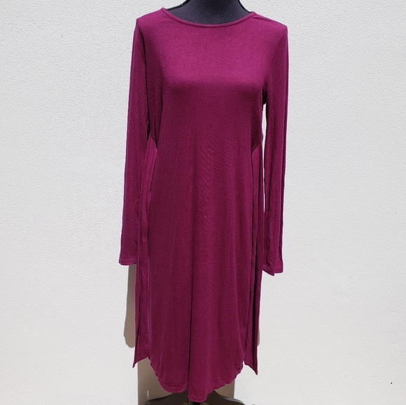 Spense Burgundy deep berry Crew Neck Dress - Picture 4 of 10